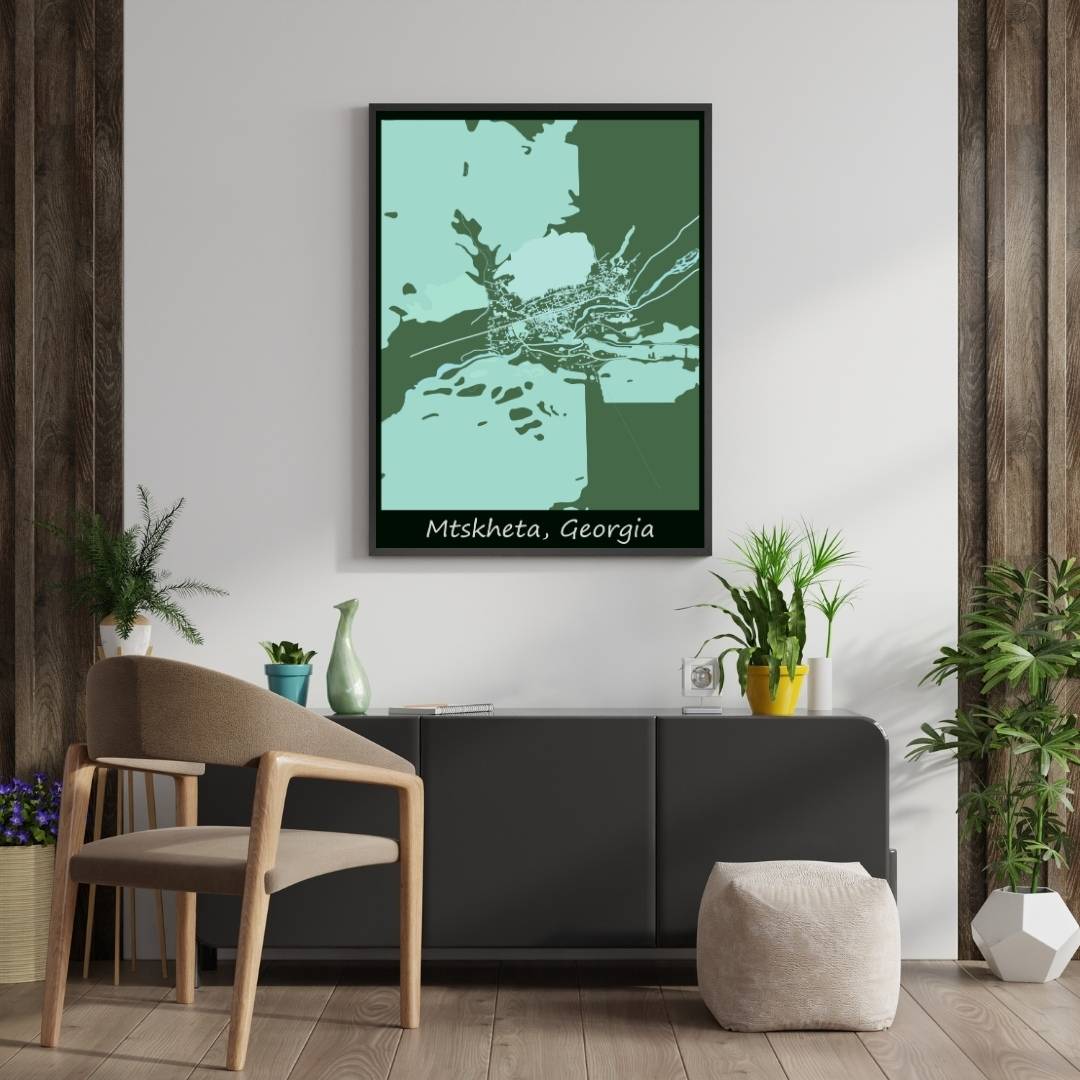 COLOURED ROAD MAP OF MTSKHETA, GEORGIA BY MAPBAKES
