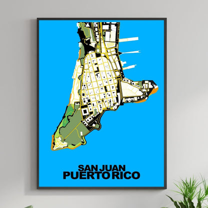 COLOURED ROAD MAP OF SAN JUAN, PUERTO RICO BY MAPBAKES