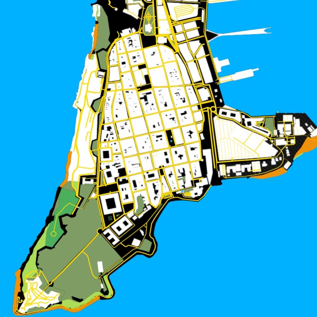 COLOURED ROAD MAP OF SAN JUAN, PUERTO RICO BY MAPBAKES