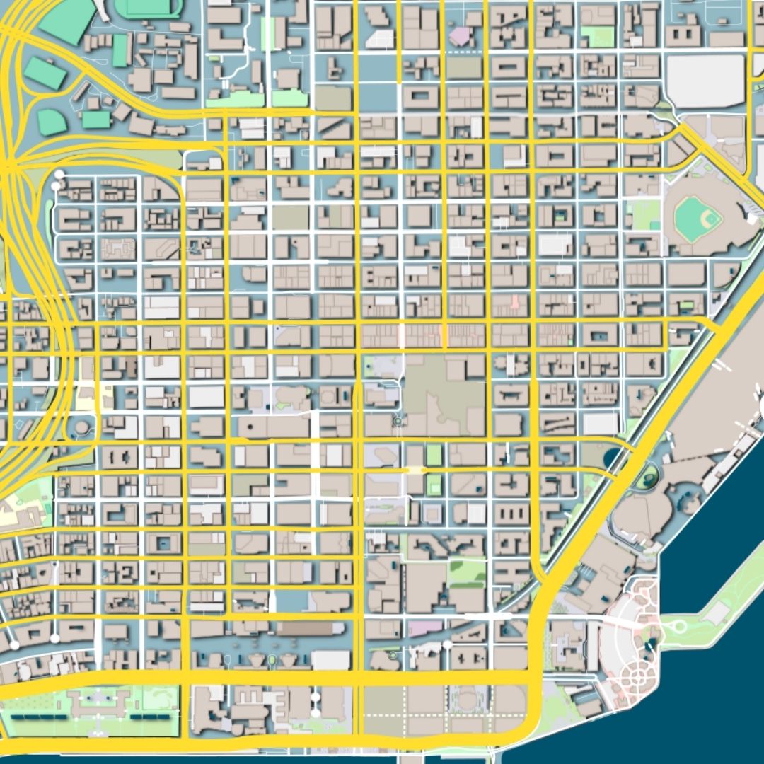 COLOURED ROAD MAP OF SAN DIEGO, USA BY MAPBAKES