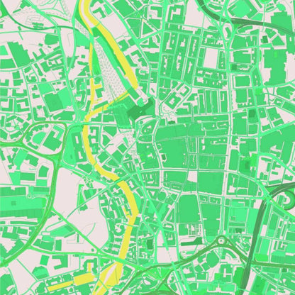 COLOURED ROAD MAP OF LEEDS, ENGLAND BY MAPBAKES