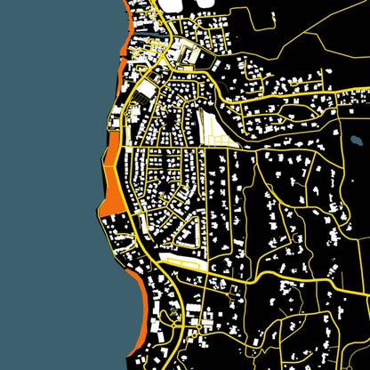 COLOURED ROAD MAP OF HOLETOWN, BARBADOS BY MAPBAKES