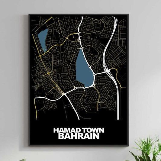 COLOURED ROAD MAP OF HAMAD TOWN, BAHRAIN BY MAPBAKES