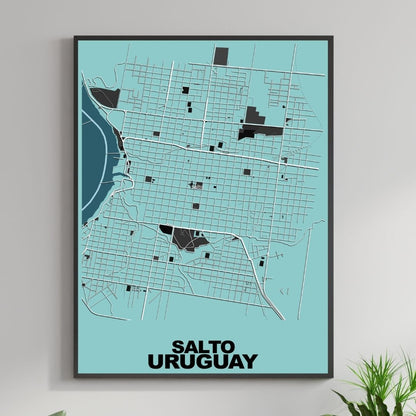 COLOURED ROAD MAP OF SALTO, URUGUAY BY MAPBAKES