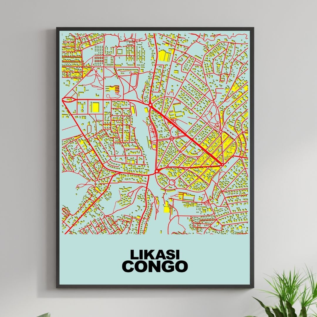 COLOURED ROAD MAP OF LIKASI, CONGO BY MAPBAKES