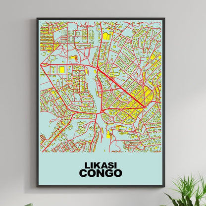 COLOURED ROAD MAP OF LIKASI, CONGO BY MAPBAKES