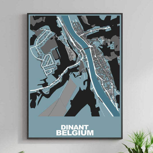 COLOURED ROAD MAP OF DINANT, BELGIUM BY MAPBAKES