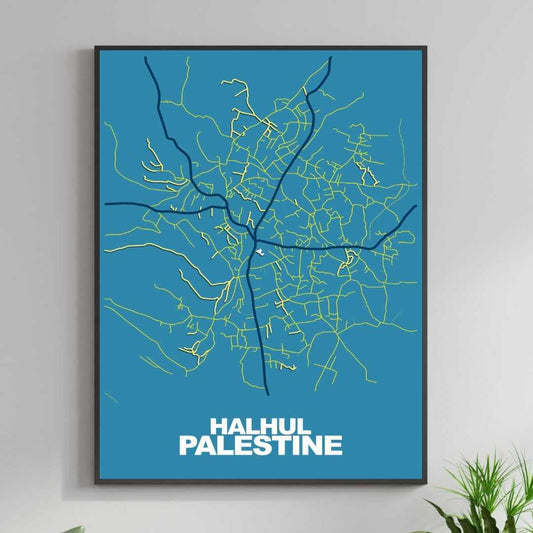 COLOURED ROAD MAP OF HALHUL, PALESTINE BY MAPBAKES