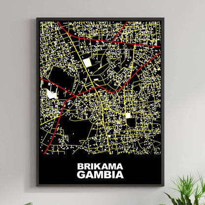 COLOURED ROAD MAP OF BRIKAMA, GAMBIA BY MAPBAKES