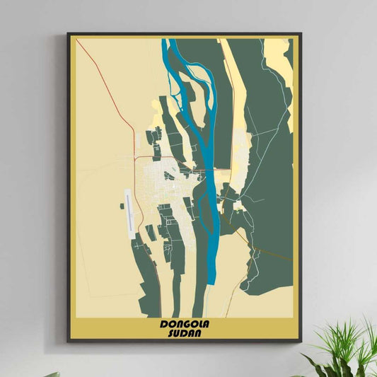COLOURED ROAD MAP OF DONGOLA, SUDAN BY MAPBAKES