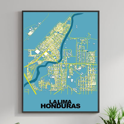 COLOURED ROAD MAP OF LA LIMA, HONDURAS BY MAPBAKES