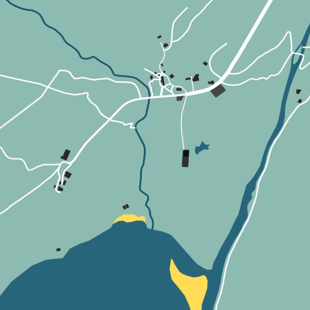 COLOURED ROAD MAP OF SAKSUN, FAROE ISLANDS BY MAPBAKES