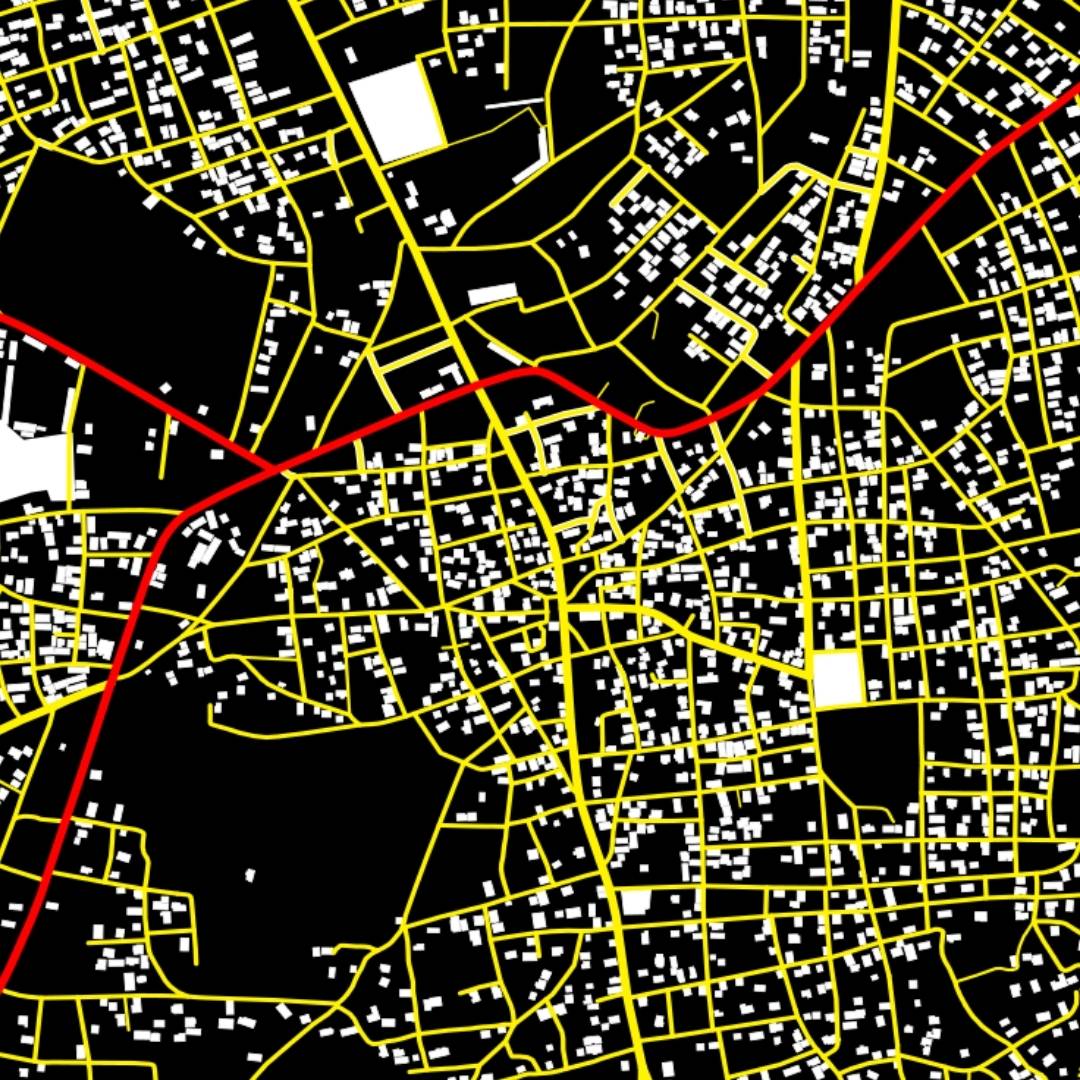 COLOURED ROAD MAP OF BRIKAMA, GAMBIA BY MAPBAKES