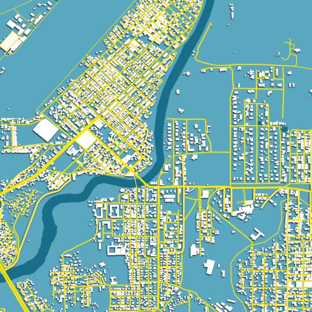 COLOURED ROAD MAP OF LA LIMA, HONDURAS BY MAPBAKES