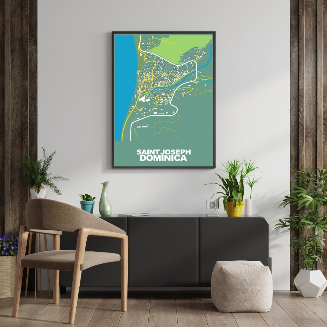 COLOURED ROAD MAP OF SAINT JOSEPH, DOMINICA BY MAPBAKES