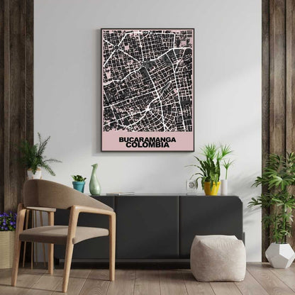 COLOURED ROAD MAP OF BUCARAMANGA, COLOMBIA BY MAPBAKES