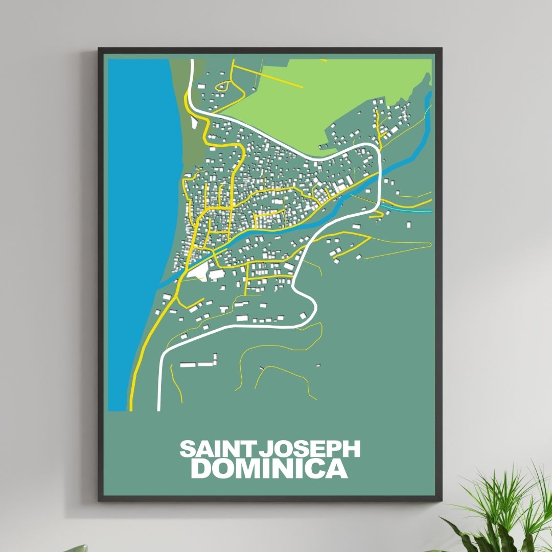 COLOURED ROAD MAP OF SAINT JOSEPH, DOMINICA BY MAPBAKES