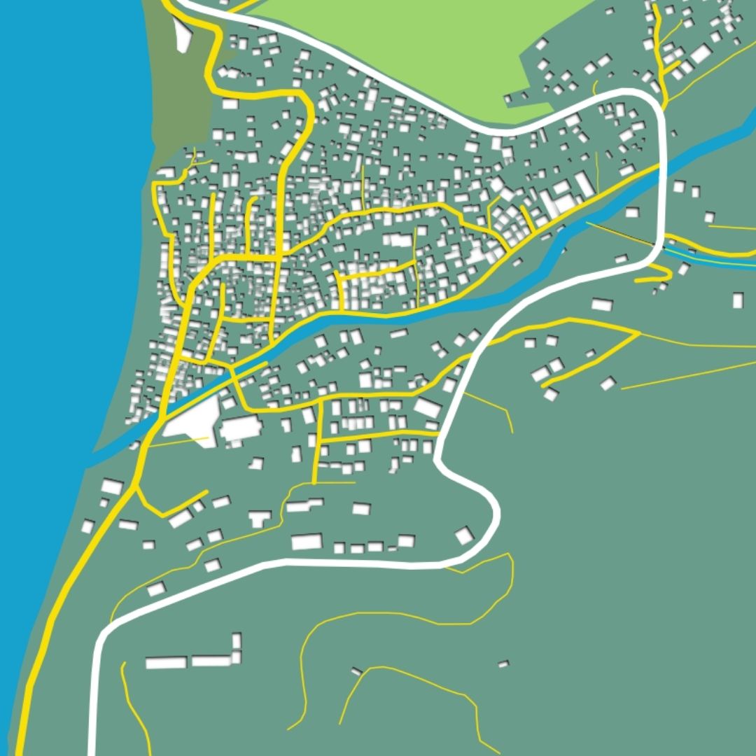 COLOURED ROAD MAP OF SAINT JOSEPH, DOMINICA BY MAPBAKES