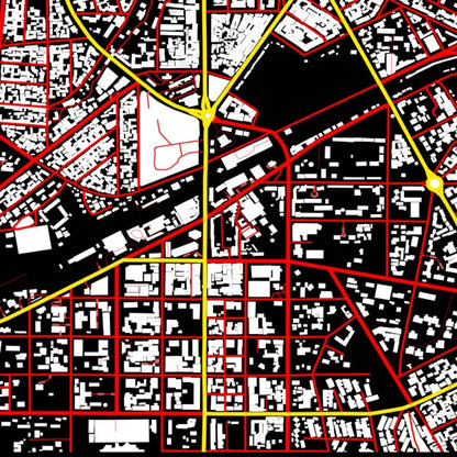 COLOURED ROAD MAP OF BOUAKE, CÃ”TE D'IVOIRE BY MAPBAKES