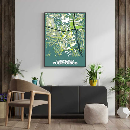 COLOURED ROAD MAP OF GUAYNABO, PUERTO RICO BY MAPBAKES