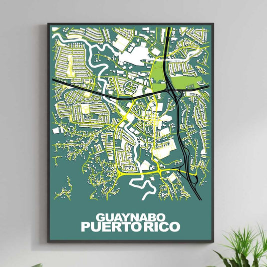 COLOURED ROAD MAP OF GUAYNABO, PUERTO RICO BY MAPBAKES