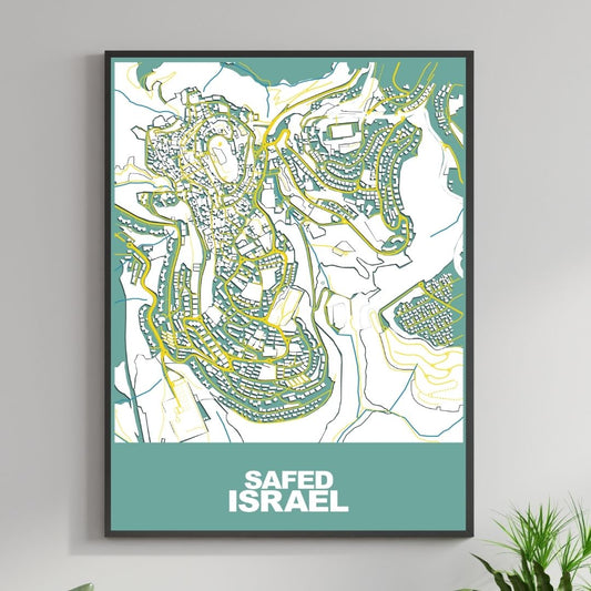 COLOURED ROAD MAP OF SAFED, ISRAEL BY MAPBAKES