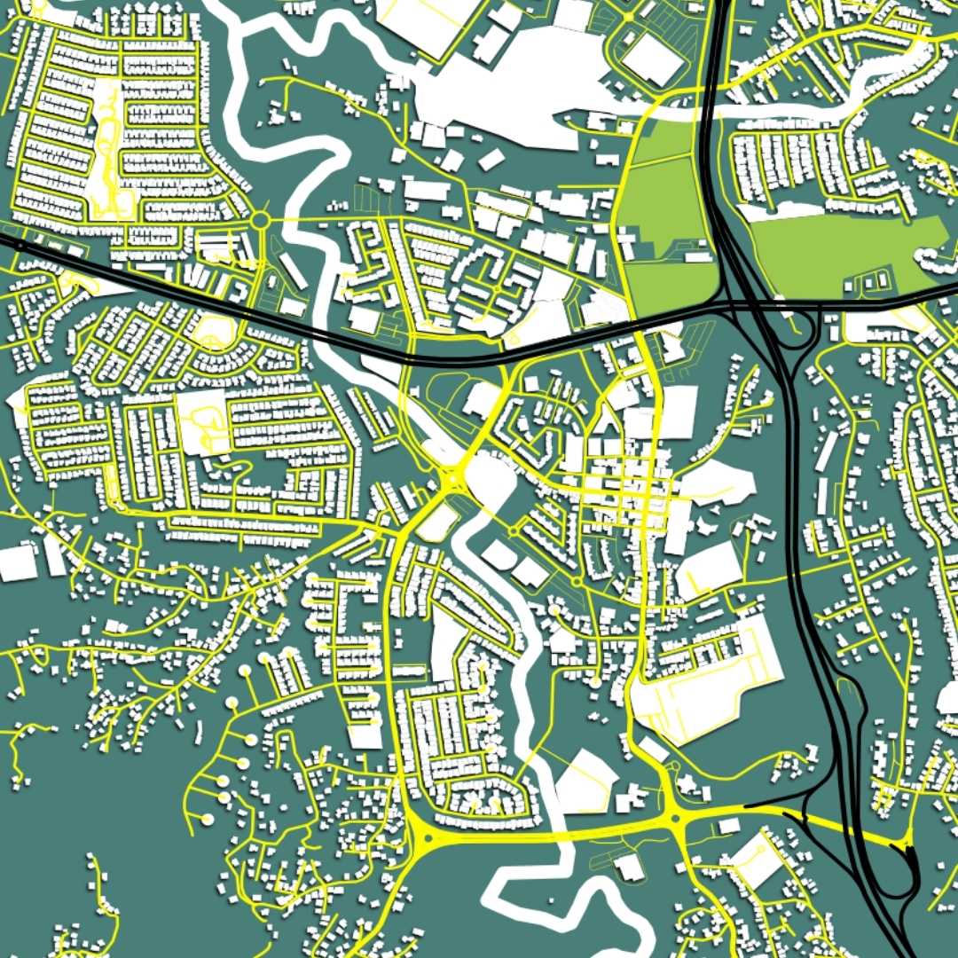 COLOURED ROAD MAP OF GUAYNABO, PUERTO RICO BY MAPBAKES