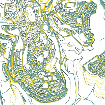 COLOURED ROAD MAP OF SAFED, ISRAEL BY MAPBAKES