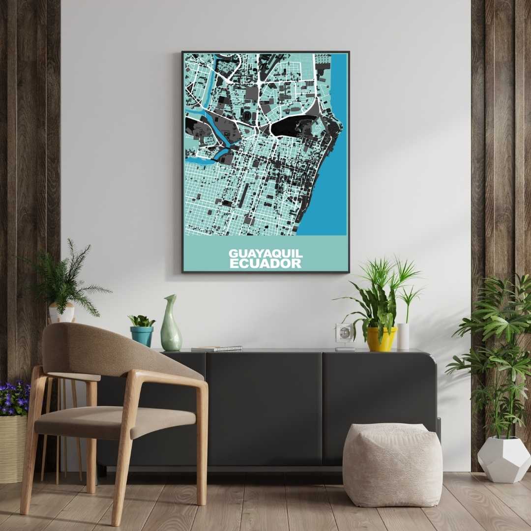 COLOURED ROAD MAP OF GUAYAQUIL, ECUADOR BY MAPBAKES
