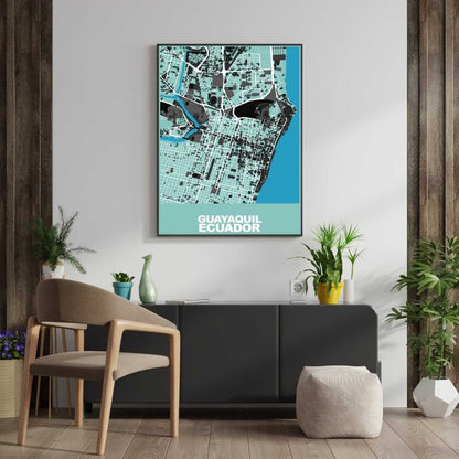 COLOURED ROAD MAP OF GUAYAQUIL, ECUADOR BY MAPBAKES