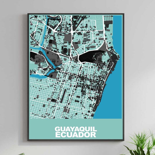 COLOURED ROAD MAP OF GUAYAQUIL, ECUADOR BY MAPBAKES