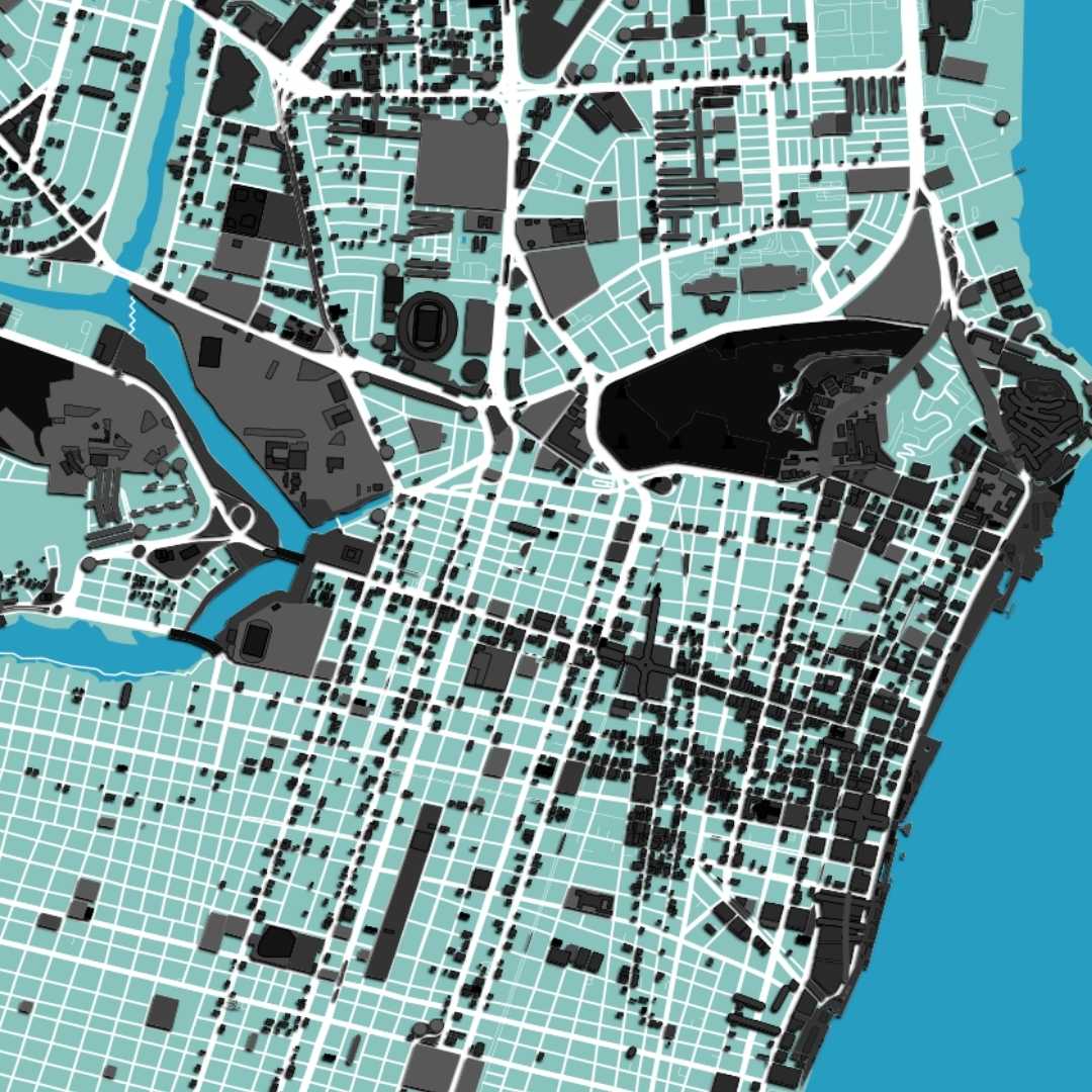 COLOURED ROAD MAP OF GUAYAQUIL, ECUADOR BY MAPBAKES