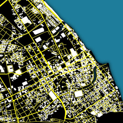 COLOURED ROAD MAP OF LA CEIBA, HONDURAS BY MAPBAKES