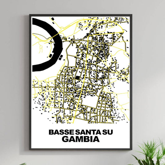 COLOURED ROAD MAP OF BASSE SANTA SU, GAMBIA BY MAPBAKES