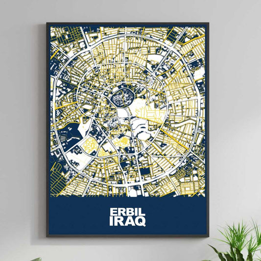 COLOURED ROAD MAP OF ERBIL, IRAQ BY MAPBAKES