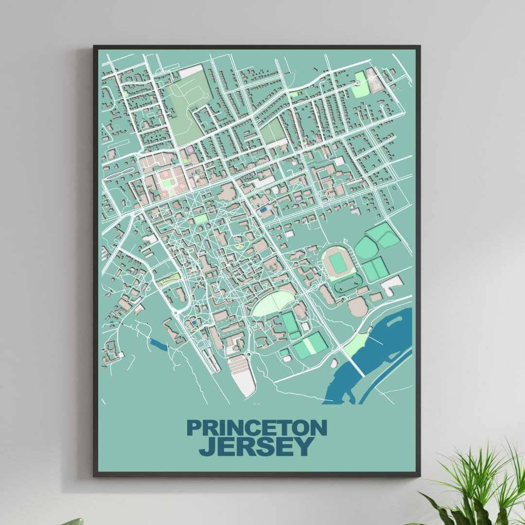 COLOURED ROAD MAP OF PRINCETON, New Jersey BY MAPBAKES