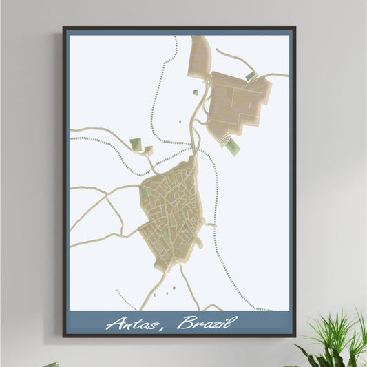 COLOURED ROAD MAP OF ANTAS, BRAZIL BY MAPBAKES