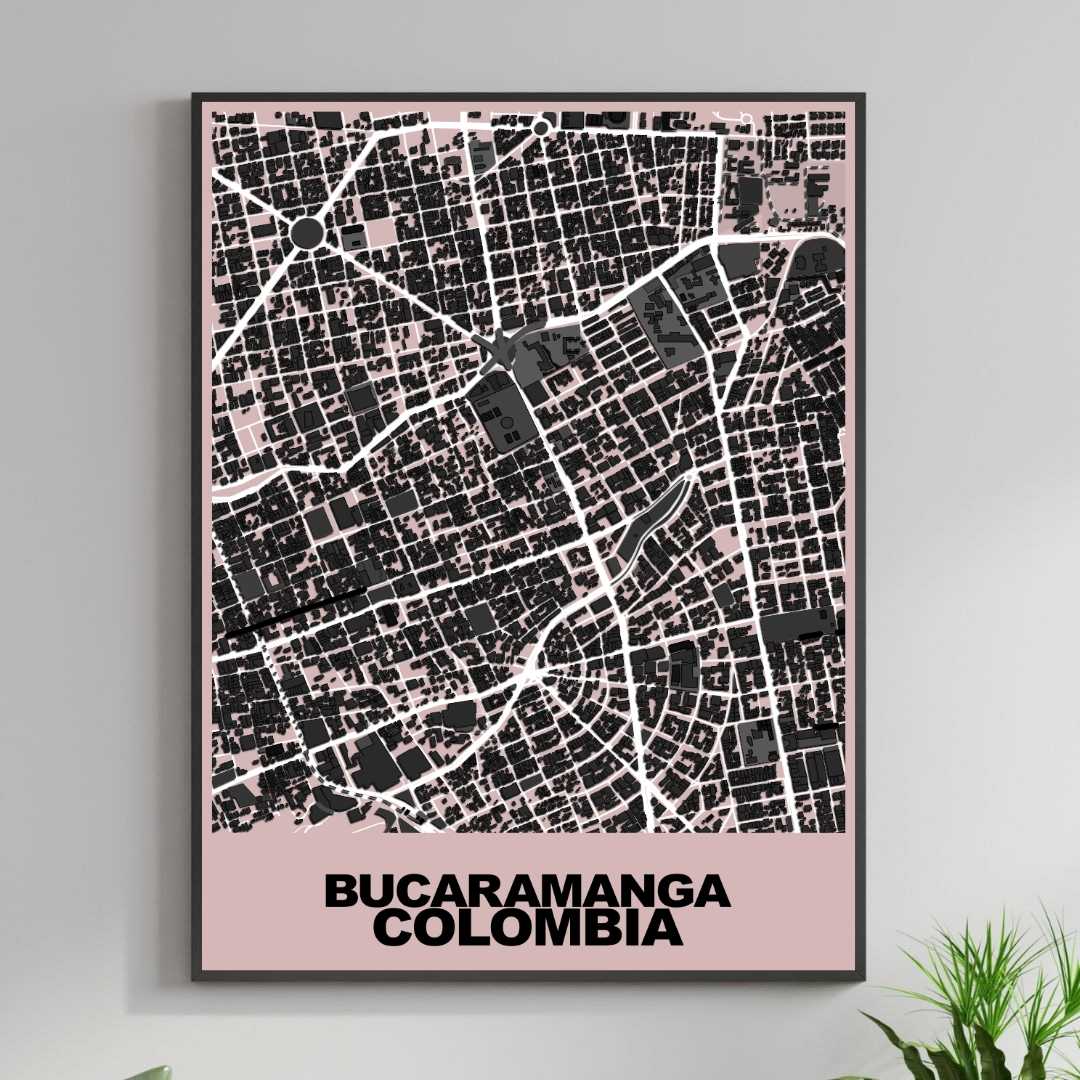 COLOURED ROAD MAP OF BUCARAMANGA, COLOMBIA BY MAPBAKES