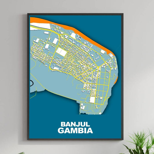 COLOURED ROAD MAP OF BANJUL, GAMBIA BY MAPBAKES