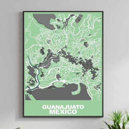 COLOURED ROAD MAP OF GUANAJUATO, MEXICO BY MAPBAKES