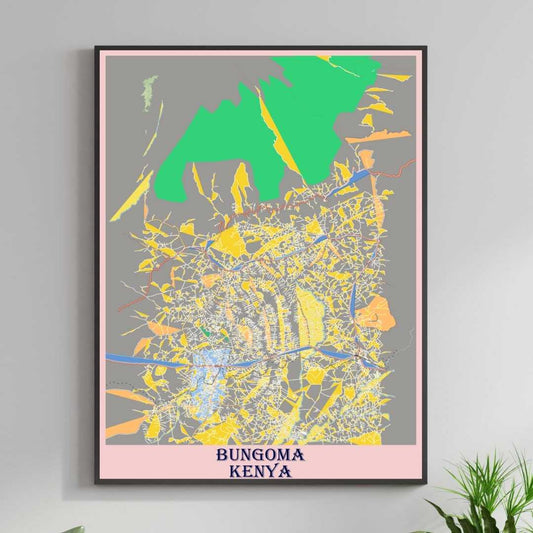COLOURED ROAD MAP OF BUNGOMA, KENYA BY MAPBAKES