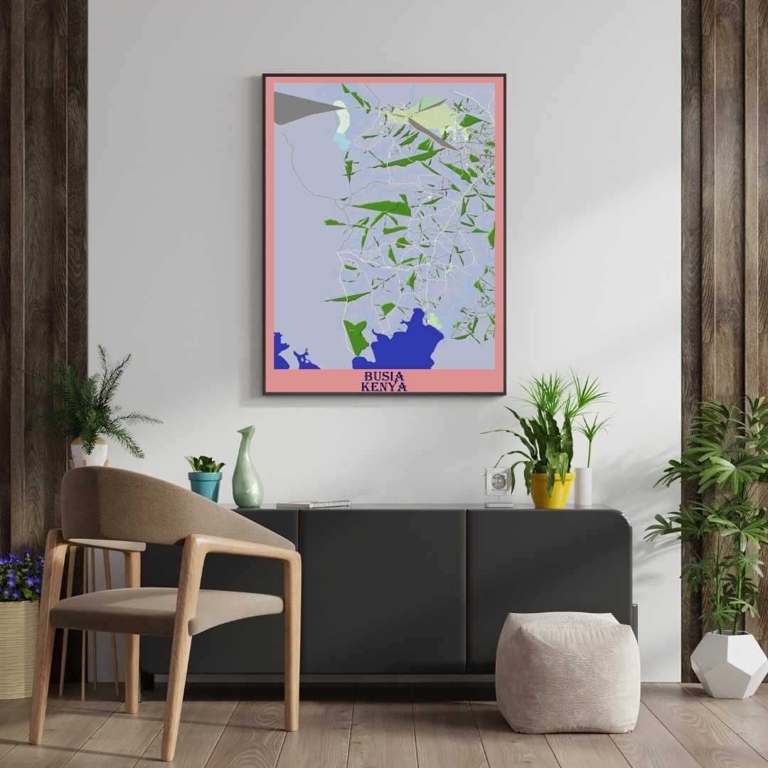 COLOURED ROAD MAP OF BUSIA, KENYA BY MAPBAKES