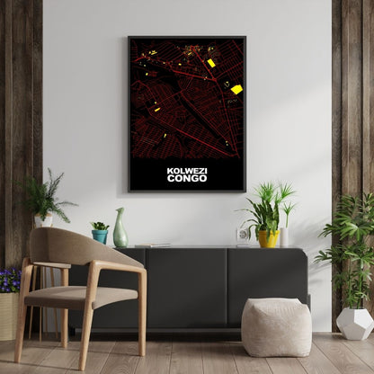 COLOURED ROAD MAP OF KOLWEZI, CONGO BY MAPBAKES