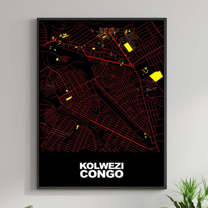 COLOURED ROAD MAP OF KOLWEZI, CONGO BY MAPBAKES