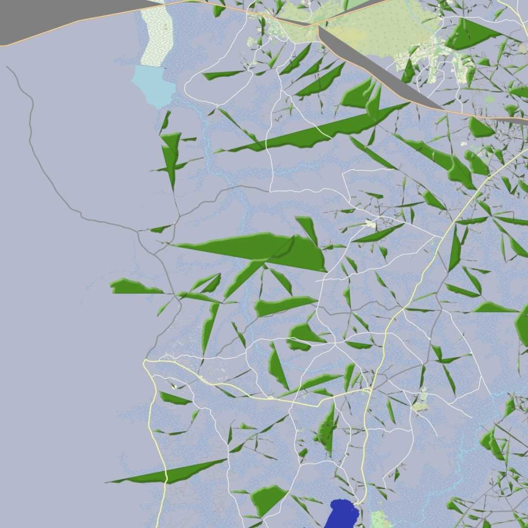 COLOURED ROAD MAP OF BUSIA, KENYA BY MAPBAKES