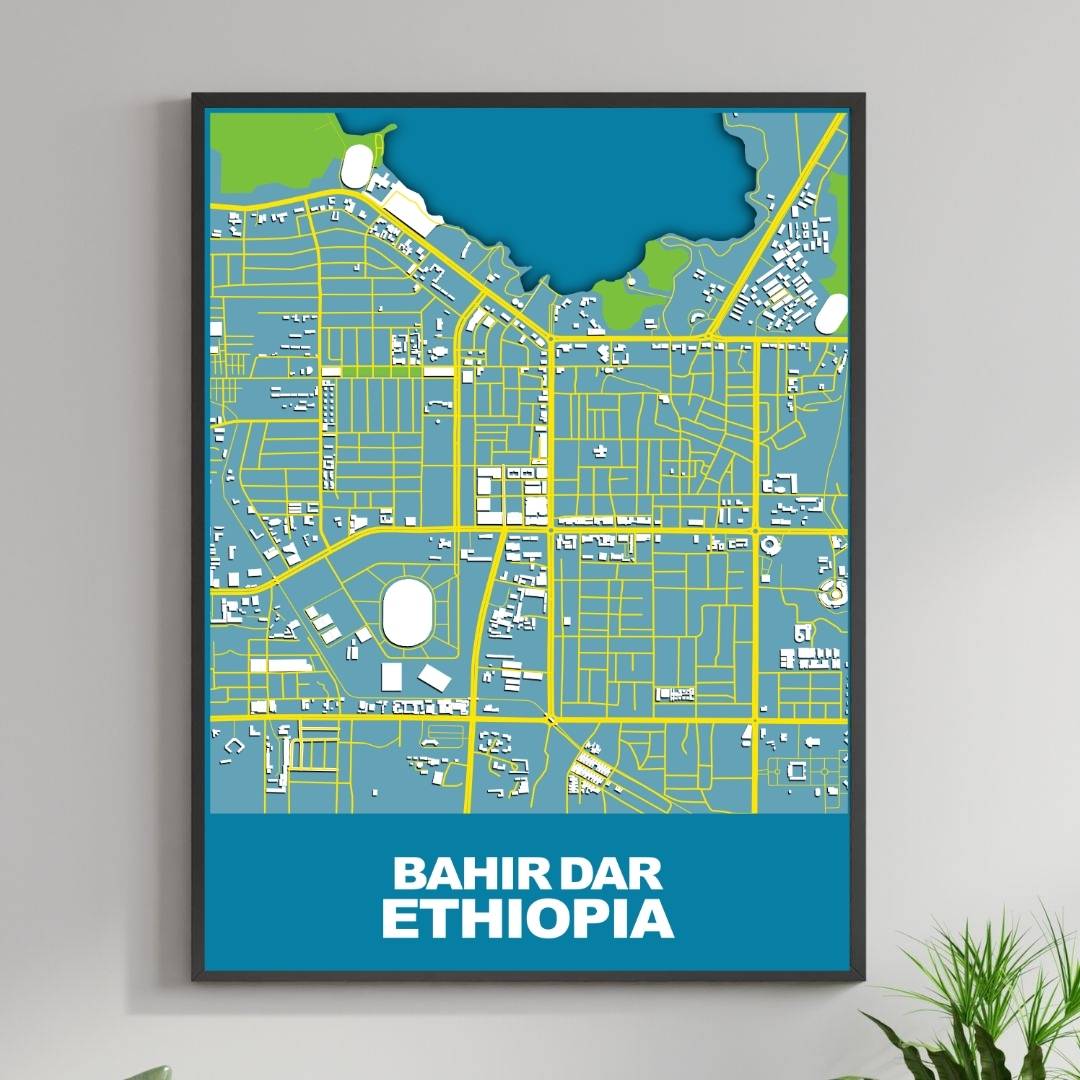 COLOURED ROAD MAP OF BAHIRDAR, ETHIOPIA BY MAPBAKES