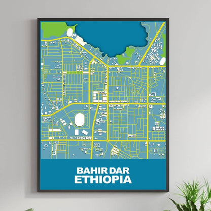 COLOURED ROAD MAP OF BAHIRDAR, ETHIOPIA BY MAPBAKES