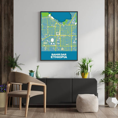 COLOURED ROAD MAP OF BAHIRDAR, ETHIOPIA BY MAPBAKES