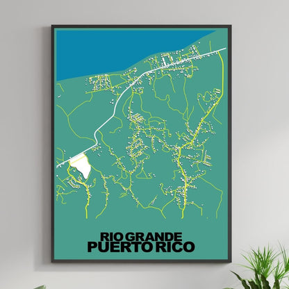 COLOURED ROAD MAP OF RIO GRANDE, PUERTO RICO BY MAPBAKES