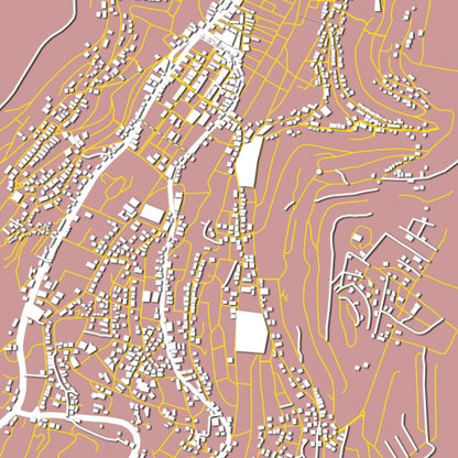 COLOURED ROAD MAP OF NABLUS, PALESTINE BY MAPBAKES